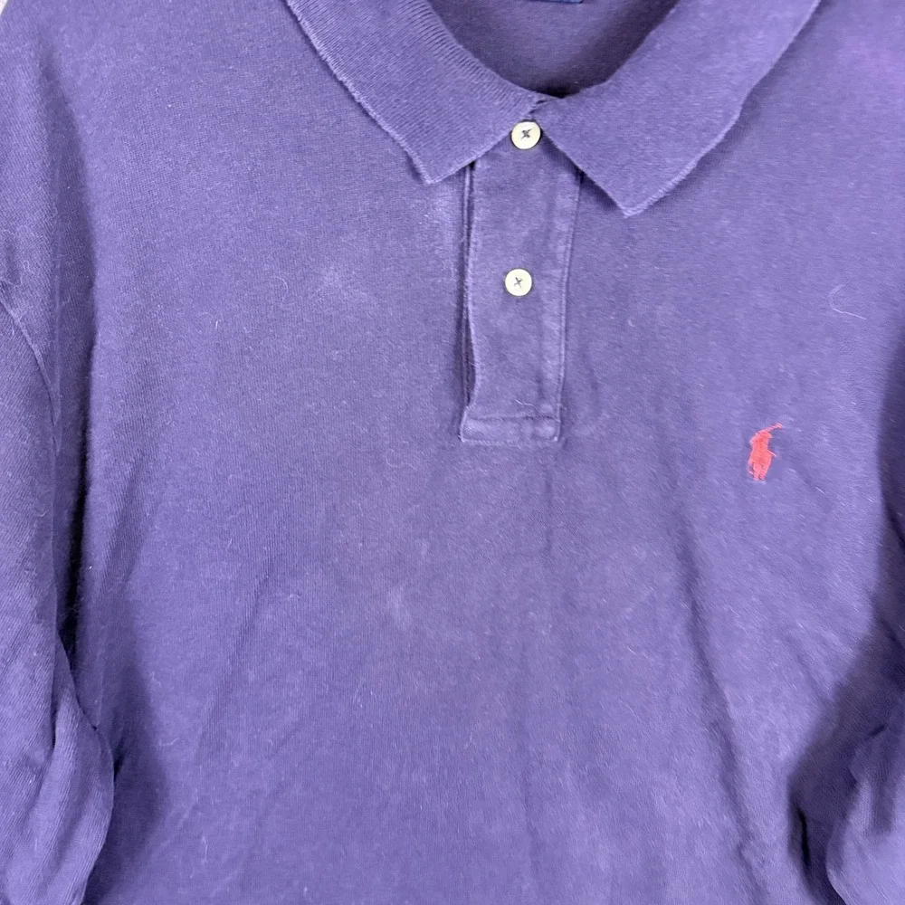 VTG Y2K Polo Ralph Lauren Mens Long Sleeve Polo Shirt Navy‎ XXL Rugby Academia